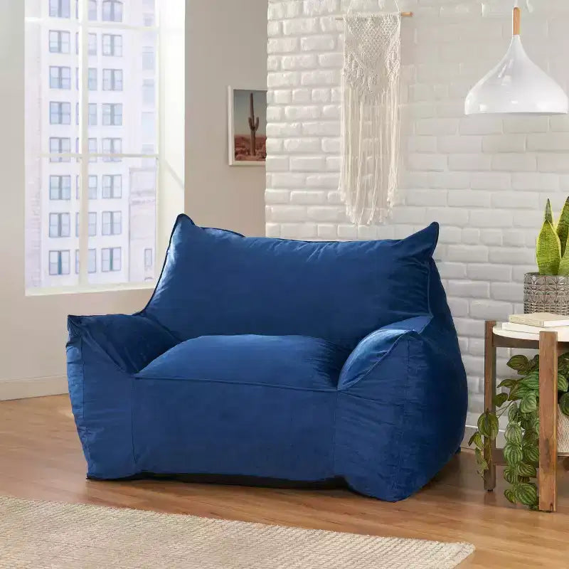 Fauteuil Poire Loubar Modern Velours Côtelé Accoudoirs Bleu Marine - Christopher Knight Home