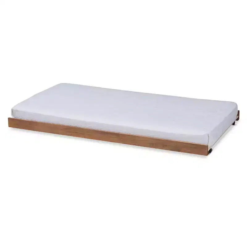 Twin Veles Trundle Bed Ash Walnut - Baxton Studio: Rubberwood Frame, No Box Spring Needed
