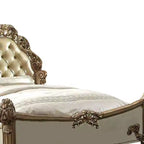 Lit Queen 96" Vendome en Laiton, Cuir Synthétique et Patine Dorée - Meubles Acme