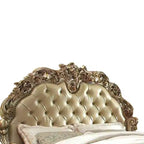 Lit Queen 96" Vendome en Laiton, Cuir Synthétique et Patine Dorée - Meubles Acme