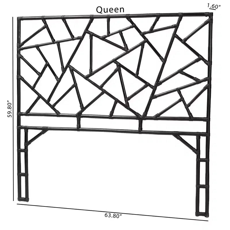 bali & pari Tête de lit indépendante en rotin Queen Size Frydel Noir