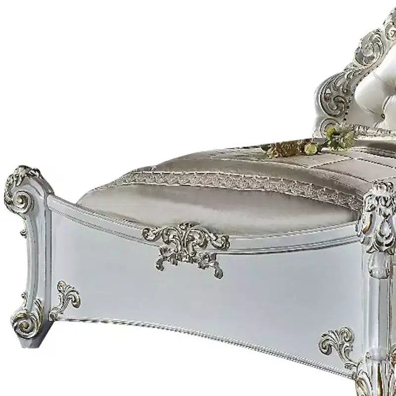 Lit king-size californien Vendome 100" en cuir synthétique et finition perle antique - Acme Furniture