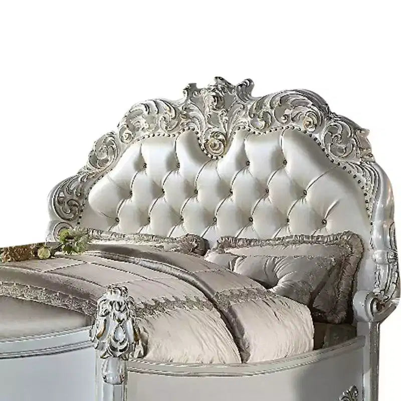 Lit king-size californien Vendome 100" en cuir synthétique et finition perle antique - Acme Furniture