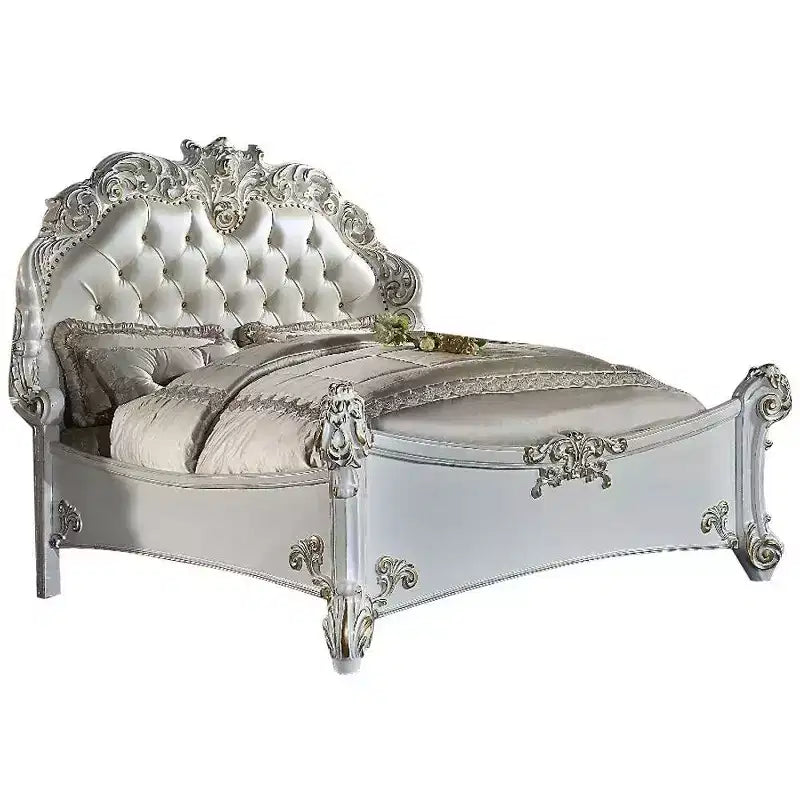 Lit king-size californien Vendome 100" en cuir synthétique et finition perle antique - Acme Furniture