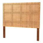 Tête de lit Queen Size Lesia en rotin et bois d'acajou, miel clair/teck rouge, de bali et pari