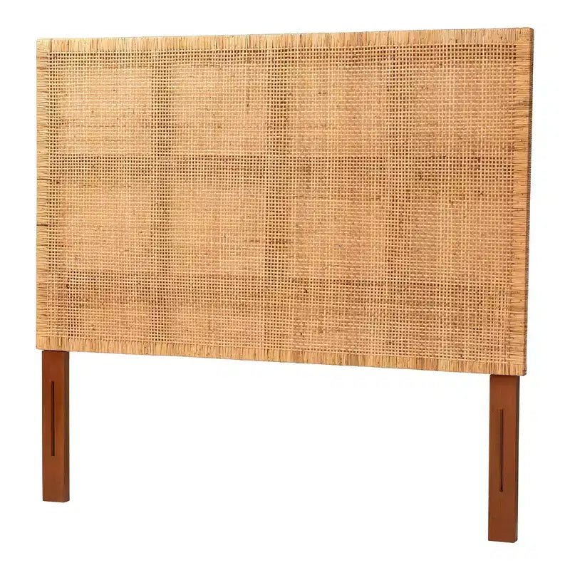 Tête de lit Queen Size Lesia en rotin et bois d'acajou, miel clair/teck rouge, de bali et pari