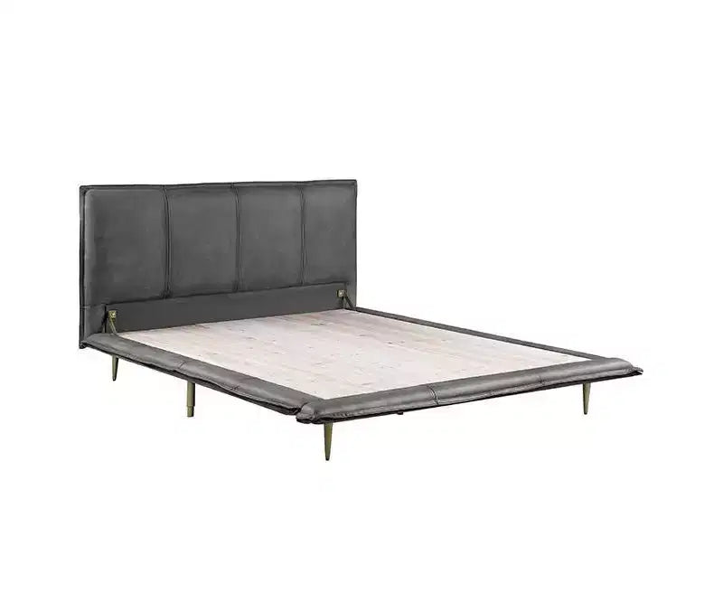 Lit Metis King en cuir grainé gris Acme Furniture