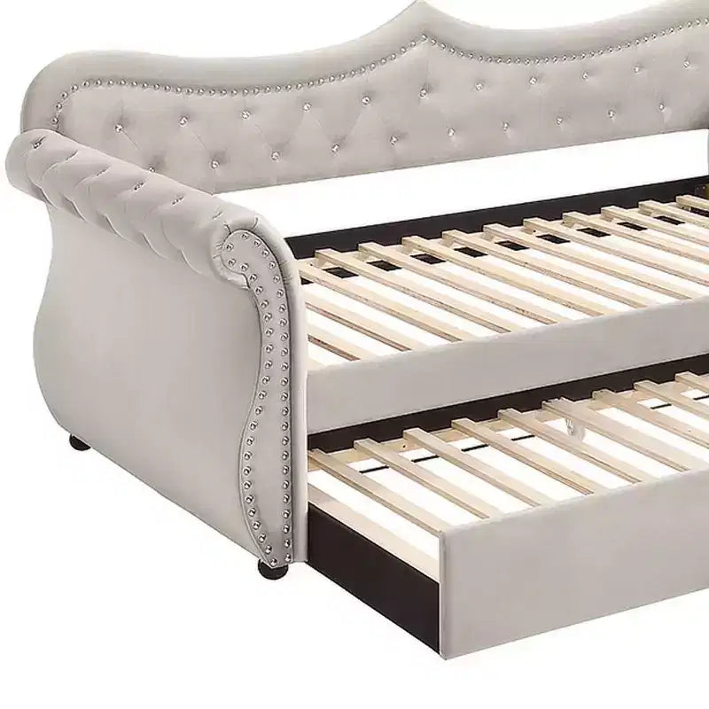 Lit Adkins double/grand lit en velours beige Acme Furniture
