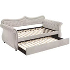 Lit Adkins double/grand lit en velours beige Acme Furniture