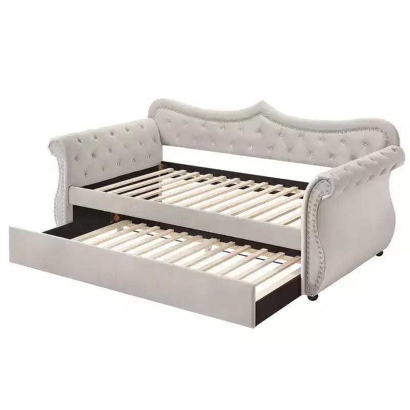 Lit Adkins double/grand lit en velours beige Acme Furniture