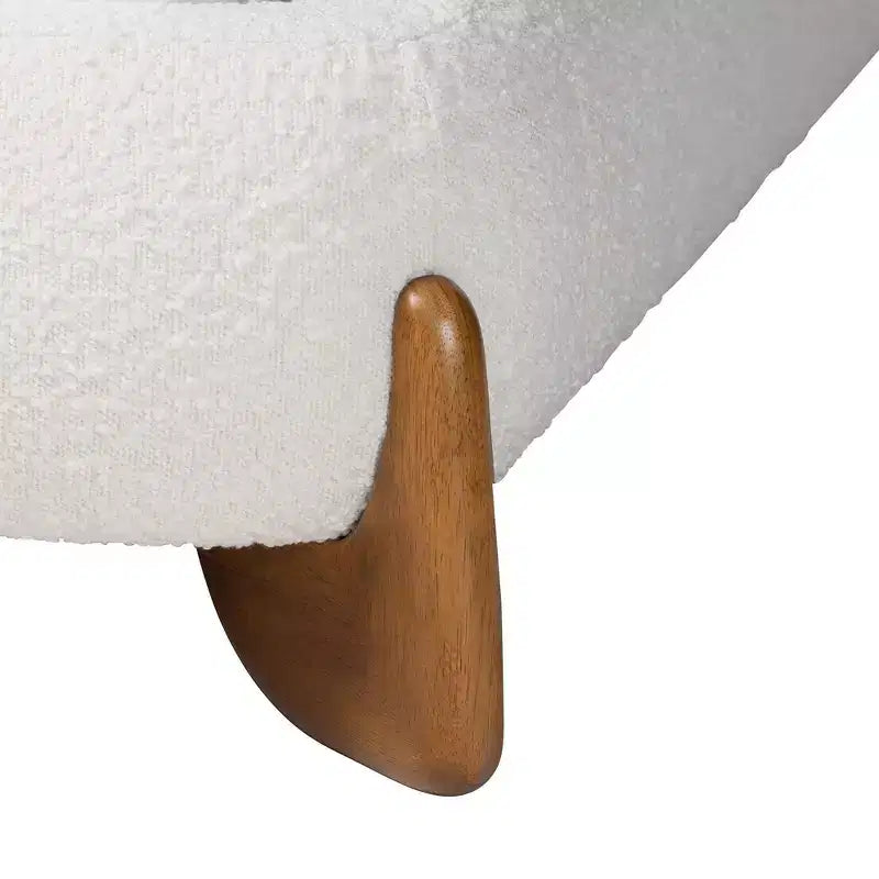 Lit plate-forme en boucle Vinicio, taille Queen, crème/noyer marron, de Baxton Studio