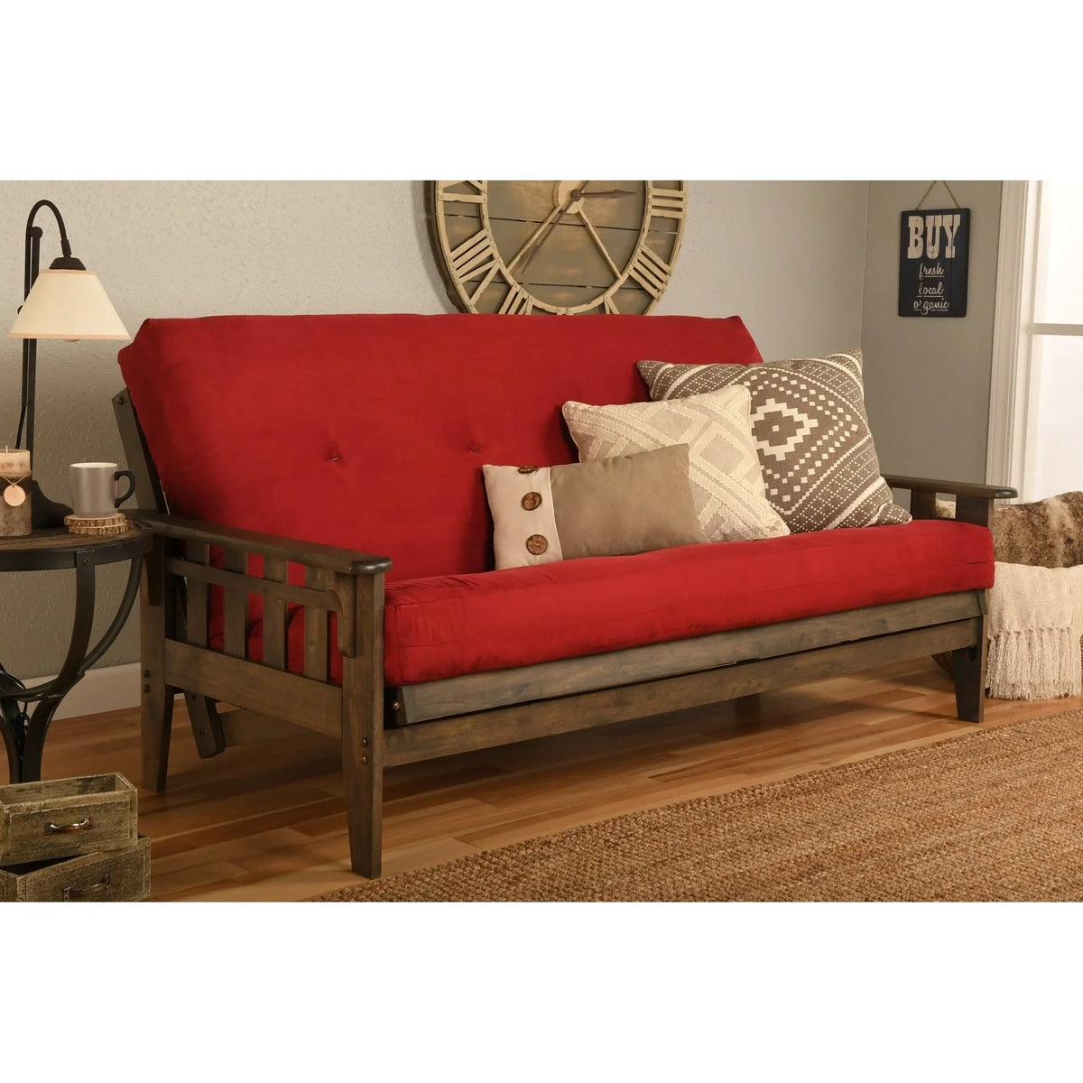 Ensemble de futon rustique pleine grandeur Somette Tucson en noyer avec matelas