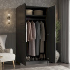Palace Imports Armoire Urbaine 2 Portes 100% Bois Massif avec Portes Pleines et Miroirs
