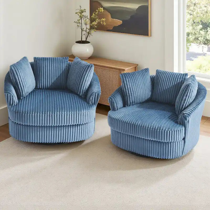 DREAMSIDEA Lot de 2 fauteuils pivotants recouverts de tissu, accoudoirs encastrés
