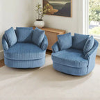DREAMSIDEA Lot de 2 fauteuils pivotants recouverts de tissu, accoudoirs encastrés
