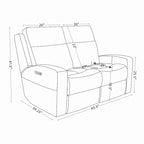 Causeuse inclinable électrique en cuir véritable avec espace de rangement et port de charge USB pour salon