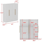 Armoire moderne autoportante en bois massif avec étagères de rangement