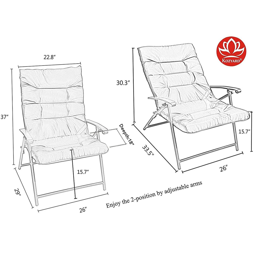 Kozyard Elsa, ensemble de bistrot pliant rembourré, 3 pièces, pour extérieur
