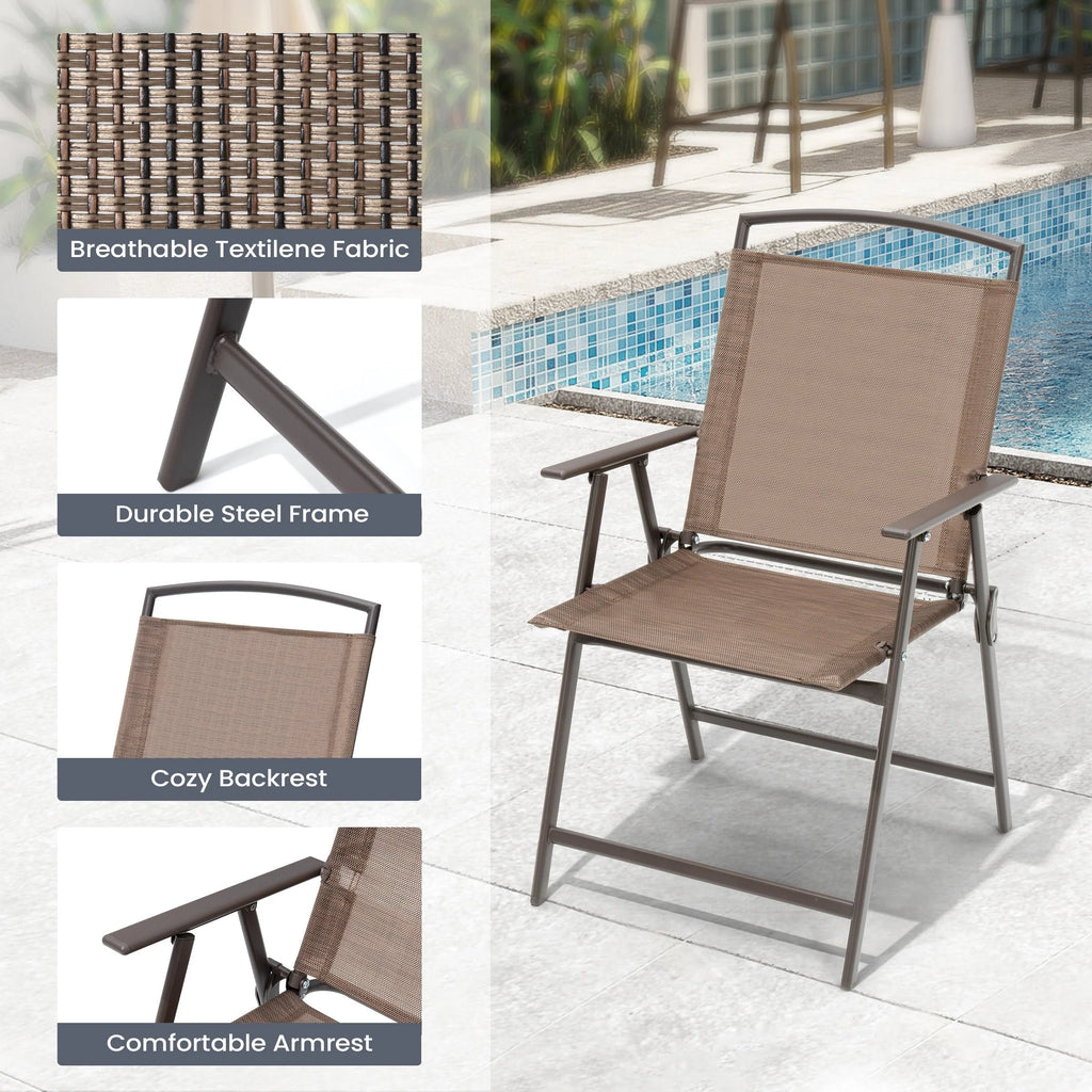 Ensemble de patio 6 pièces Pellebant avec table, parasol et 4 chaises pliantes – 22,4 L x 26,8 P x 34,4 H