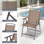 Ensemble de patio 6 pièces Pellebant avec table, parasol et 4 chaises pliantes – 22,4 L x 26,8 P x 34,4 H