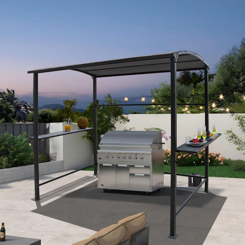 Abri barbecue en acier avec auvent, 1,5 x 2,4 m