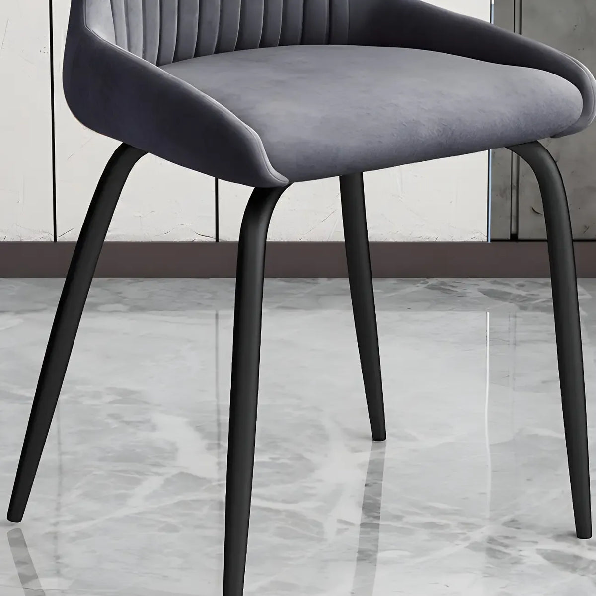 Chaises de salle à manger sans accoudoirs gris foncé industrielles