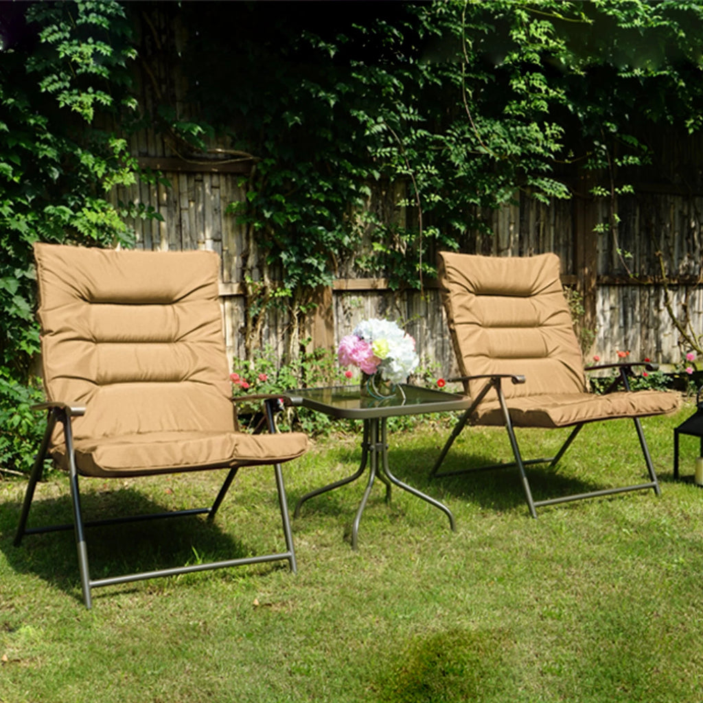 Kozyard Elsa, ensemble de bistrot pliant rembourré, 3 pièces, pour extérieur