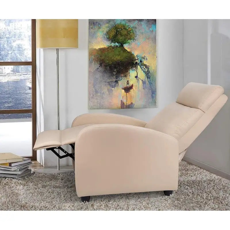 Fauteuil inclinable à dossier basculant en similicuir, marron / noir / gris / kaki / rouge / beige, simple