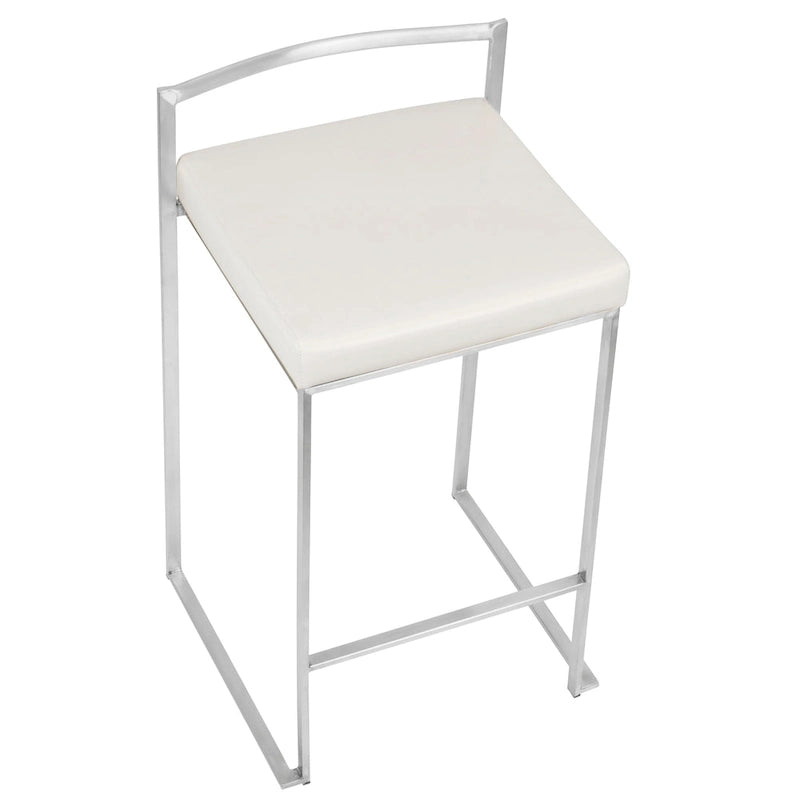 Tabouret de comptoir Silver Orchid Forrest en acier inoxydable empilable et entièrement soudé (lot de 2)