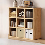 Bibliothèque moderne horizontale en bois à 8 cubes, finition naturelle