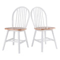 Ensemble de 2 chaises Windsor, naturel et blanc