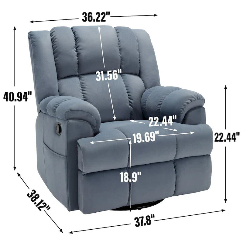 Fauteuil Inclinable Pivotant à Bascule Lazy Boy, Grand Fauteuil Inclinable Manuel Rembourré avec Accoudoirs et Dossier Capitonnés