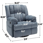 Fauteuil Inclinable Pivotant à Bascule Lazy Boy, Grand Fauteuil Inclinable Manuel Rembourré avec Accoudoirs et Dossier Capitonnés