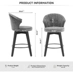 Lot de 2 tabourets de bar pivotants, chaises de salle à manger rembourrées avec large dossier, chaises de hauteur comptoir avec pieds en métal