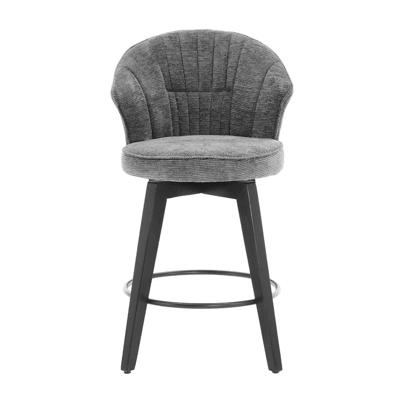 Lot de 2 tabourets de bar pivotants, chaises de salle à manger rembourrées avec large dossier, chaises de hauteur comptoir avec pieds en métal