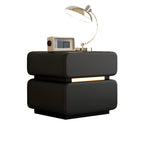 Table de chevet d'appoint moderne en cuir noir avec 2 tiroirs