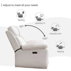 Canapé inclinable électrique avec chargeur sans fil, liseuse, lumière LED pour salon, similicuir, port AC/USB, porte-gobelet, noir