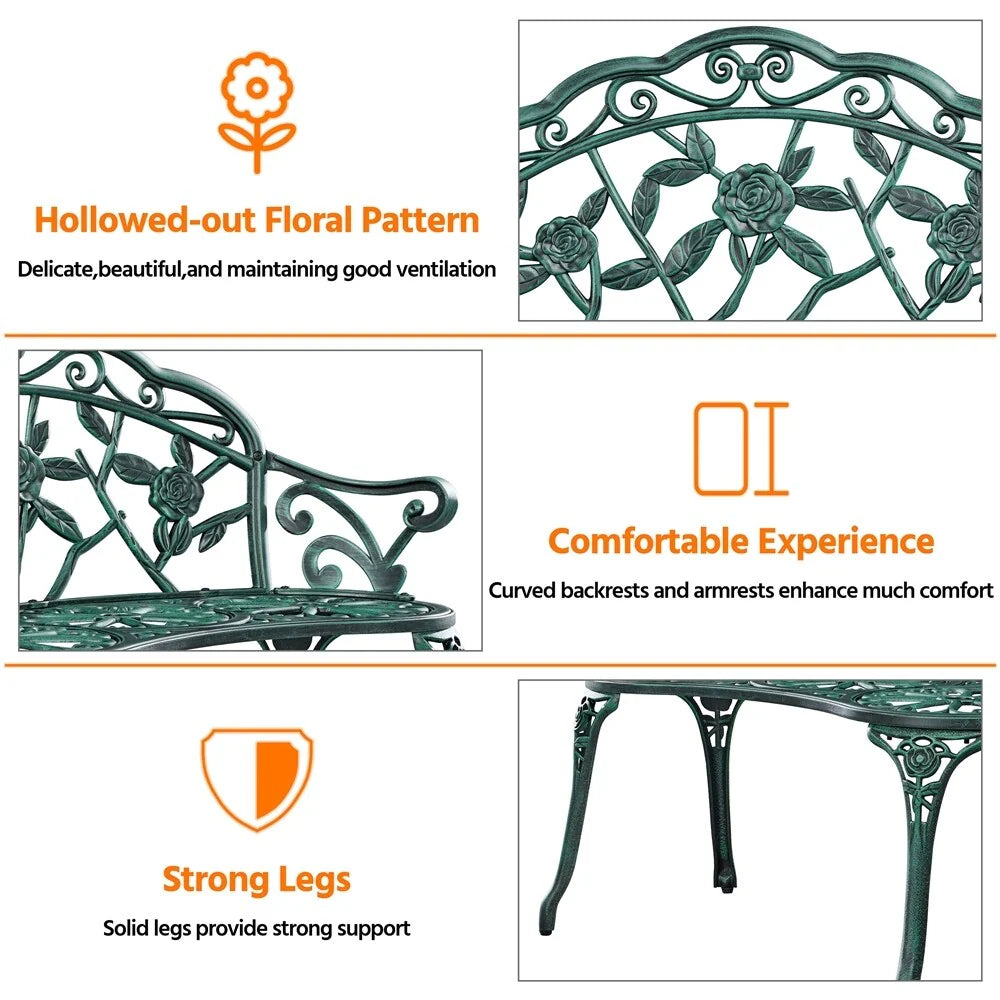 Banc extérieur en métal Yaheetech Banc de jardin de parc - N/A