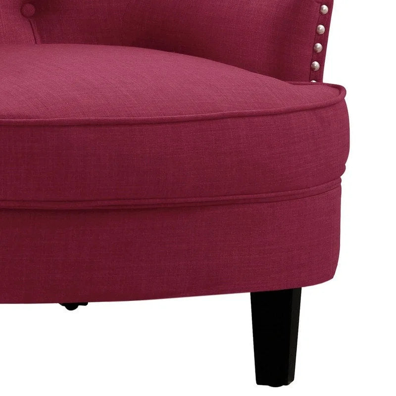Moser Bay Mignon Fauteuil d'appoint à oreilles capitonné large de 76 cm en velours et lin