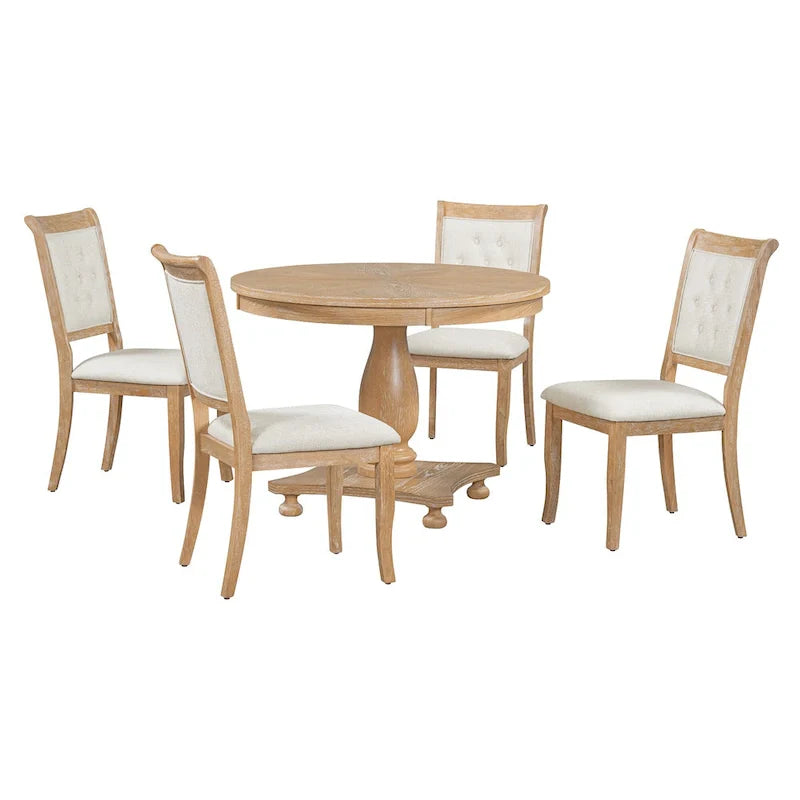Ensembles de salle à manger 5 pièces Lak Retro avec chaises rembourrées par GDFStudio