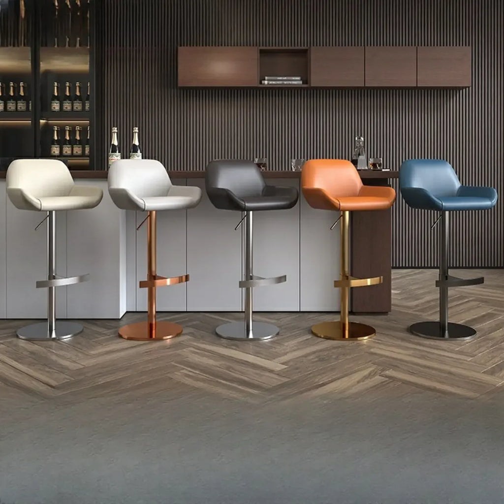 Tabourets de bar pivotants en cuir minimalistes à dossier bas pour la cuisine