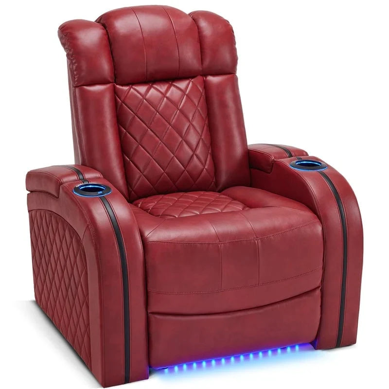 Fauteuil inclinable électrique MCombo avec appuie-tête réglable, siège de cinéma maison à deux moteurs avec port USB, cuir respirant HTS411