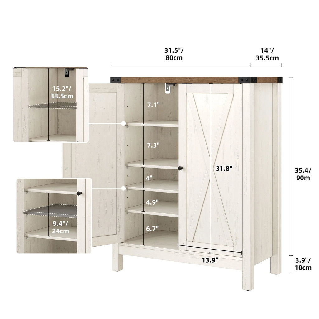 Meuble de rangement pour chaussures Moasis à 5 niveaux et 20 paires avec portes doubles pour entrée