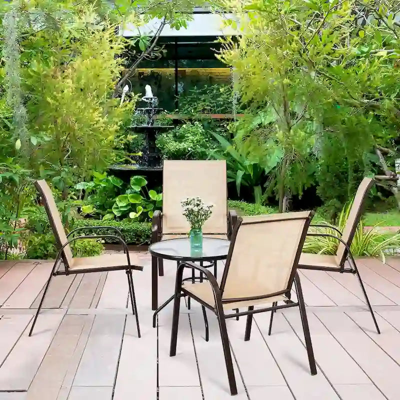 Costway Lot de 4 chaises de jardin et de terrasse avec accoudoirs – Voir détails