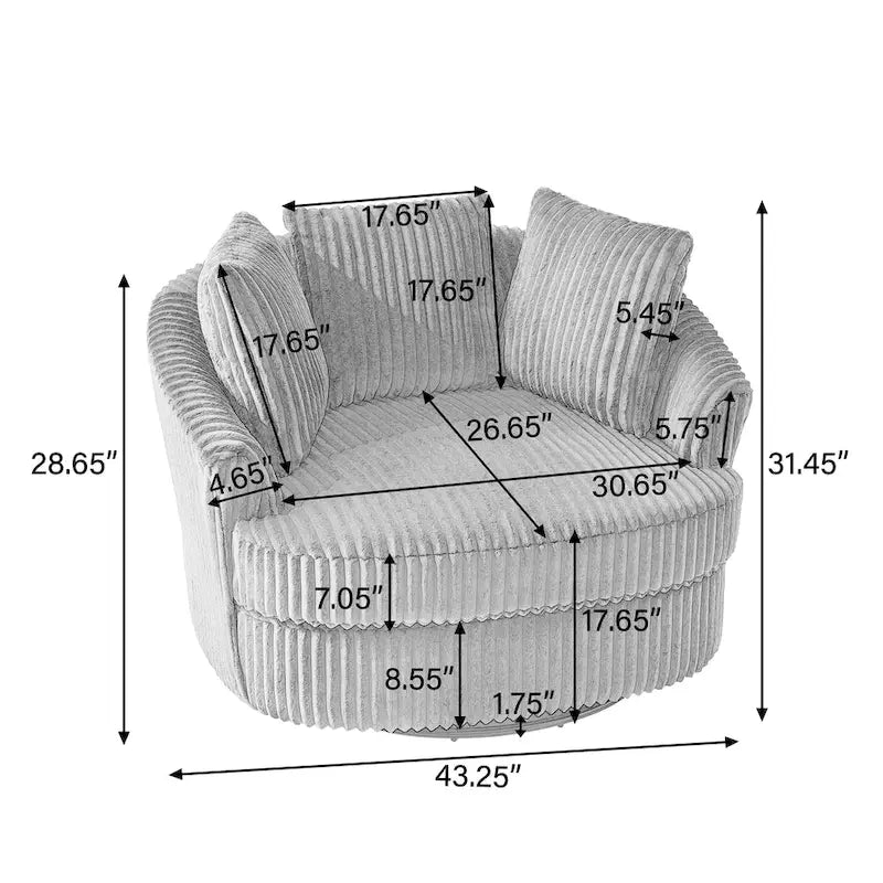 DREAMSIDEA Lot de 2 fauteuils pivotants recouverts de tissu, accoudoirs encastrés