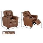 Fauteuil inclinable pour enfants en PVC avec fonction d'inclinaison par poussée, porte-gobelet et repose-pieds confortable