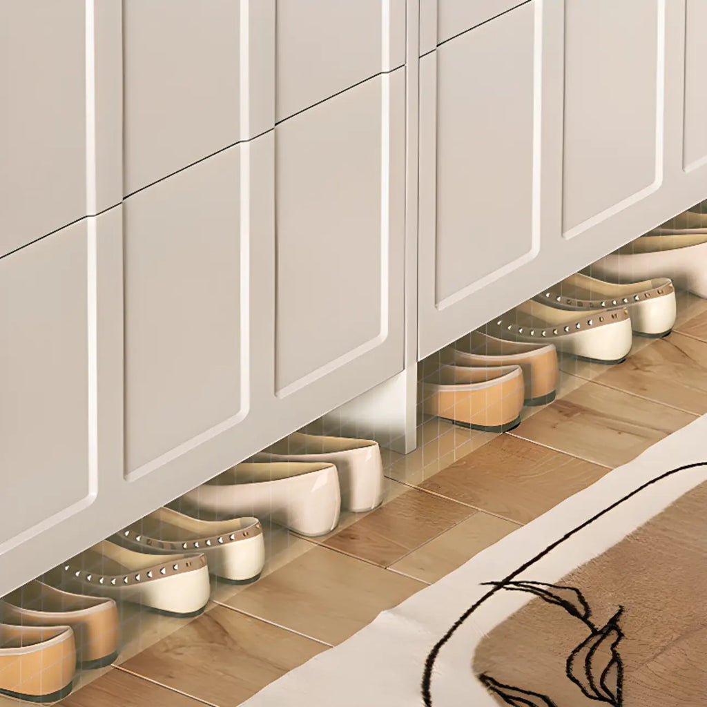 Meuble à chaussures blanc en bois 3 niveaux avec façade rabattable Slim