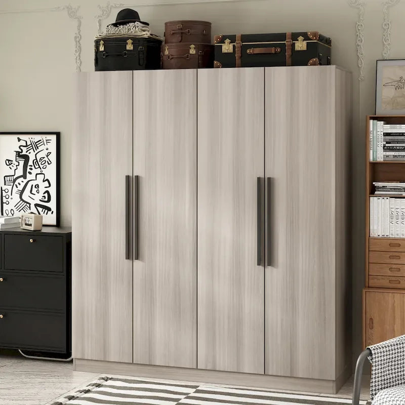 Armoire moderne autoportante en bois massif avec étagères de rangement