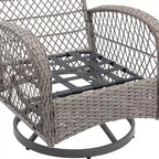 Ensemble de 3 chaises de jardin pivotantes et basculantes d'extérieur, ensemble de conversation de terrasse à 360 degrés