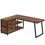 Bureau d'angle en L réversible avec tiroirs de classement, bureau d'ordinateur d'angle